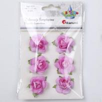 Opakowanie Papierowe róże na druciku 40mm różowe 6szt