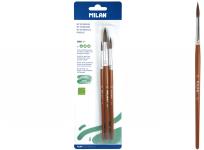 Opakowanie Pędzle okrągłe z włosia koziego Milan seria 101 3 sztuki na blistrze