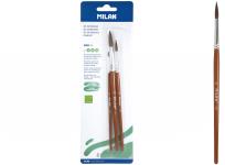 Opakowanie Pędzle okrągłe z włosia koziego Milan seria 101 3 sztuki na blistrze