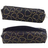 Opakowanie Piórnik jednokomorowy złote serca czarny