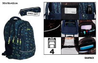 Opakowanie Plecak czterokomorowy 30x16x42cm + piórnik