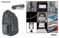 Opakowanie Plecak czterokomorowy 30x16x42cm + piórnik
