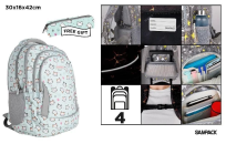 Opakowanie Plecak czterokomorowy 30x16x42cm + piórnik