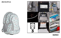 Opakowanie Plecak trzykomorowy Kotki szaro-miętowy 28x12x37cm