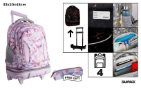 Opakowanie Plecak ze stelażem i kółkami 4 komory + piórnik