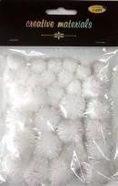 Opakowanie Pompony glitter białe 15x25mm 30szt
