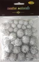 Opakowanie Pompony glitter srebrne 15x25mm 30szt