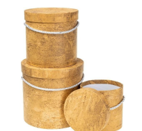 Opakowanie Pudełko Flower Box 3szt drewno żółte ROZETTE