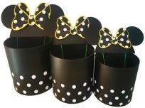 Opakowanie Pudełko Flower Box 3szt okrągłe Micky czarne
