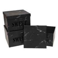 Opakowanie Pudełko Flower Box 3szt Sweet czarny ROZETTE