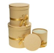 Opakowanie Pudełko Flower Box z kokardą 3szt beżowy ROZETTE