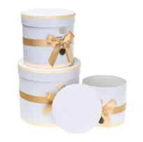 Opakowanie Pudełko Flower Box z kokardą 3szt biały ROZETTE