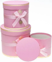 Opakowanie Pudełko Flower Box z kokardą 3szt c.róż ROZETTE