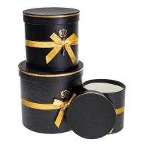 Opakowanie Pudełko Flower Box z kokardą 3szt czarny ROZETTE