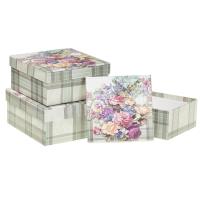Opakowanie Pudełko kwadrat 3szt kwiaty krata ROZETTE