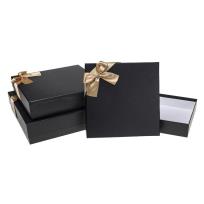 Opakowanie Pudełko kwadrat z kokardą 3szt czarny ROZETTE