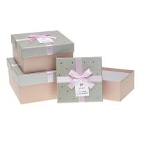 Opakowanie Pudełko kwadrat z kokardą 3szt ROZETTE