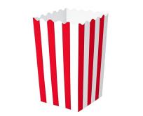 Opakowanie Pudełko na popcorn czerwono-białe paski 4szt