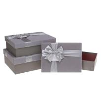 Opakowanie Pudełko prezentowe z kokardą 3szt srebrny ROZETTE