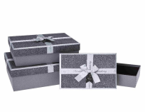 Opakowanie Pudełko prezentowe z kokardą 3szt srebrny ROZETTE