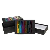 Opakowanie Pudełko prostokątne 3szt urodziny ROZETTE
