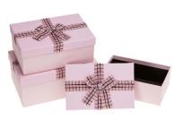 Opakowanie Pudełko prostokątne z kokardą 3szt mix ROZETTE