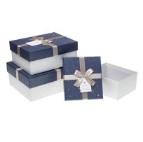 Opakowanie Pudełko prostokątne z kokardą 3szt nieb ROZETTE