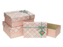 Opakowanie Pudełko prostokątne z kokardą 3szt różowy ROZETTE