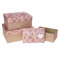 Opakowanie Pudełko prostokątne z kokardą 3szt różowy ROZETTE