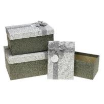 Opakowanie Pudełko prostokątne z kokardą 3szt szary ROZETTE