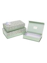 Opakowanie Pudełko prostokątne z kokardą 3szt zielony ROZETTE