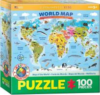 Opakowanie Puzzle 100 Mapa Świata (XXL)
