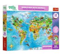Opakowanie Puzzle 104 Trefliki Mapa świata Zwierzęta TREFL