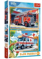 Opakowanie Puzzle 2x24 Wóz strażacki i karetka TREFL