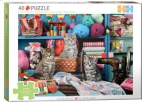 Opakowanie Puzzle 48 Kittens in the Sewing Room by Greg Cuddiford 6748-6020