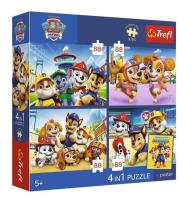 Opakowanie Puzzle 4w1 Psi Patrol - Psia straż + plakat TREFL