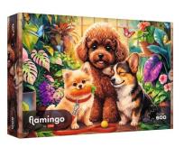 Opakowanie Puzzle 600 Flamingo - Psy w oranżerii TREFL