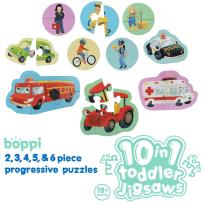 Opakowanie Puzzle progresywne Boppi 10w1 Pojazdy i zawody 30 elementów