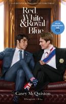 Okładka książki Red, White & Royal Blue. Okładka filmowa. Duże Litery