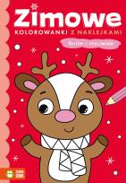 Okładka książki Renifer i przyjaciele. Zimowe kolorowanki z naklejkami