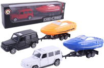 Opakowanie Samochód z łodzią na przyczepie metal mix