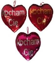 Opakowanie Serce cekinowe Kocham Cię 30cm MIX