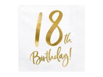 Opakowanie Serwetki 18th Birthday biały 33x33cm 20szt