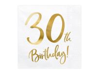 Opakowanie Serwetki 30th Birthday białe 33x33cm 20szt