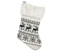 Opakowanie Skarpeta świąteczna biała w renifery 41x22cm