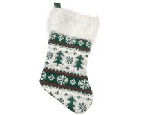 Opakowanie Skarpeta świąteczna w zielone choinki 41x22cm