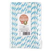 Opakowanie Słomki papierowe łamane niebieskie 144szt