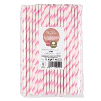 Opakowanie Słomki papierowe łamane różowe 144szt