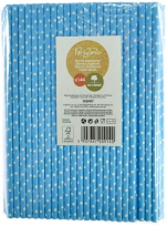 Opakowanie Słomki papierowe niebieskie w białe kropki 144szt