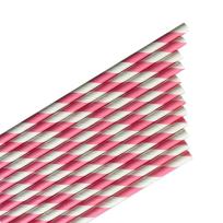 Opakowanie Słomki papierowe paski różowe 144szt